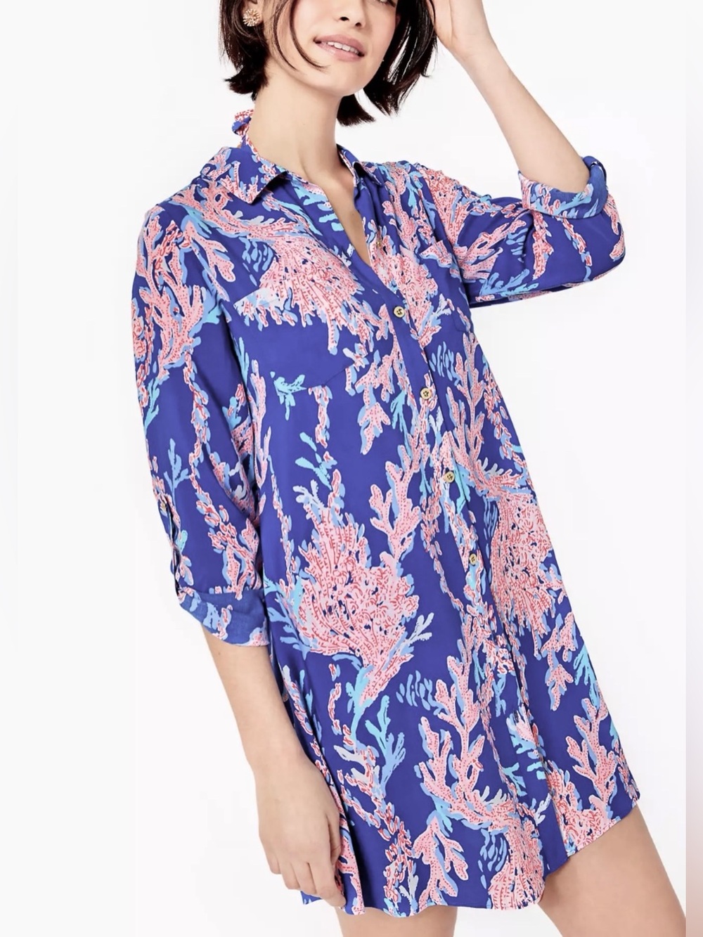 Lilly Pulitzer shirt dress, cover up, button down,Resort wear XL